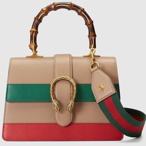 Gucci Dionysus Bamboo Top Handle Bag W/Cross Body Strap, Beige